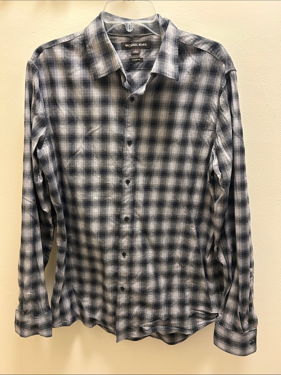 Michael Kors Other - Men’s Michael Kors Black and Gray Plaid Button-Down Shirt